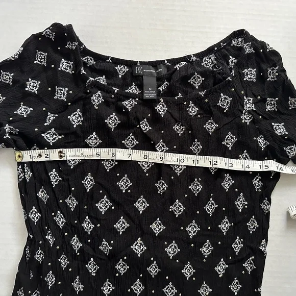 INC International Concepts black and white elephant blouse - Picture 4 of 6